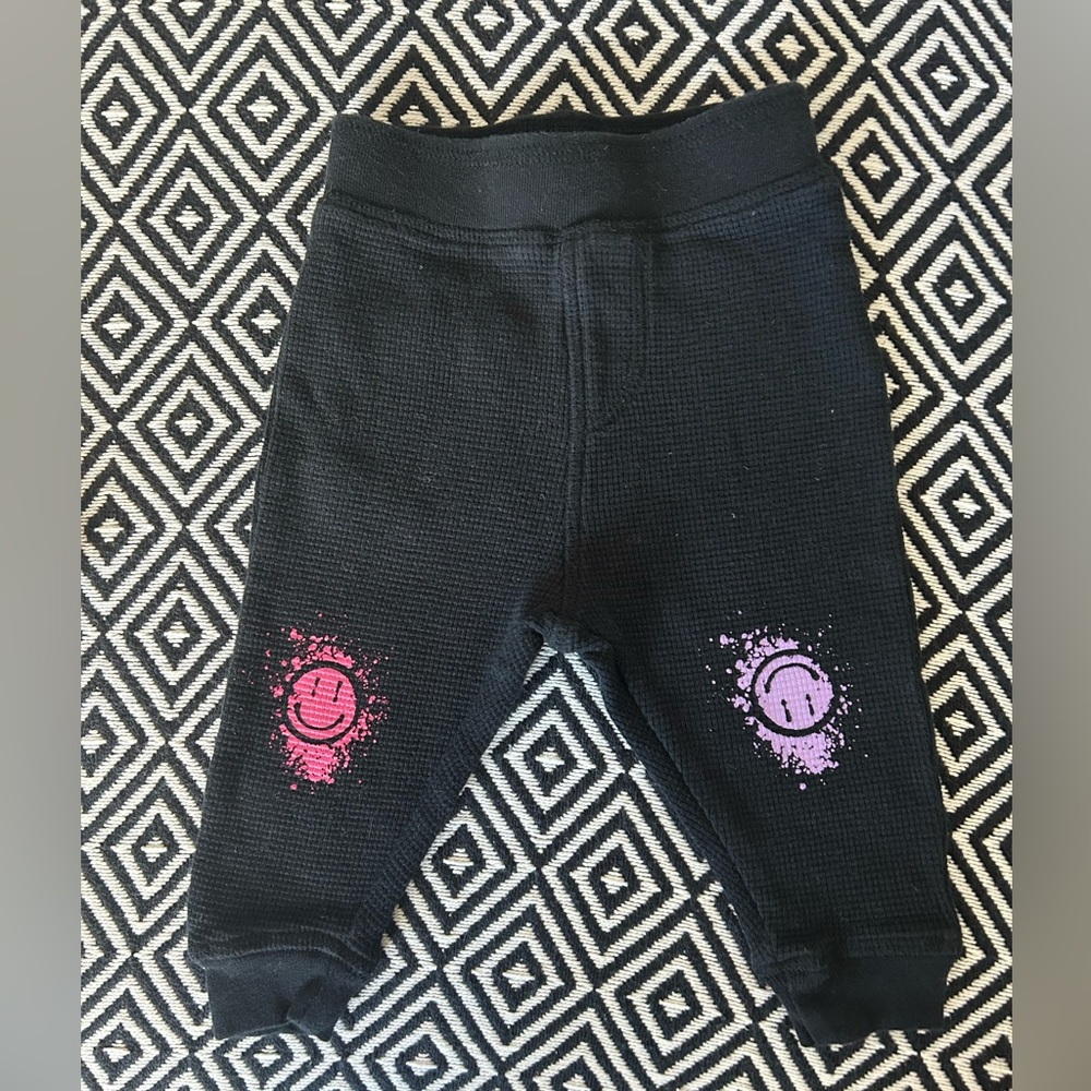 Little Miss Black Sweatpants with Pink and Purple Accents